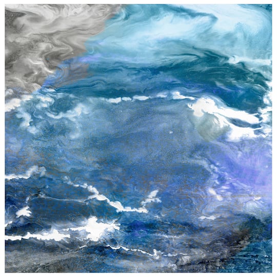 Empire Art Direct 38" x 38" Glistening Tide B Frameless Free Floating Tempered Glass Wall Art